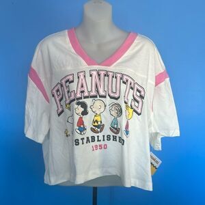 Peanuts Women's/Juniors 2XL Skimmer Tee White Short Sleeve Snoopy T-Shirt